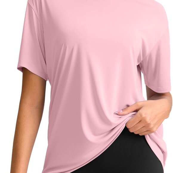 Women's Workout Shirts Loose Fit Short Sleeve Workout Tops for Women Athletic Gy - Picture 1 of 6